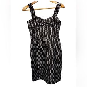 J. Crew Silk White Polka Dot Black Dress Size 6 Slub Betty Retro Style